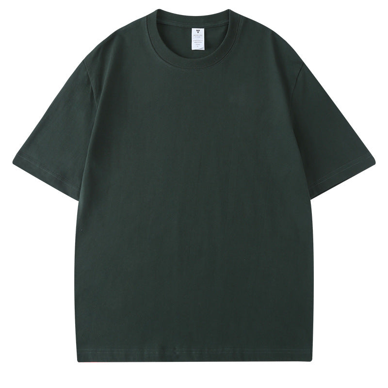 230G Men's Pure Cotton Crew Neck t Short-sleeve Drop Shoulder Cotton Workwear Printed Summer American Style oversize Men's Clothing t