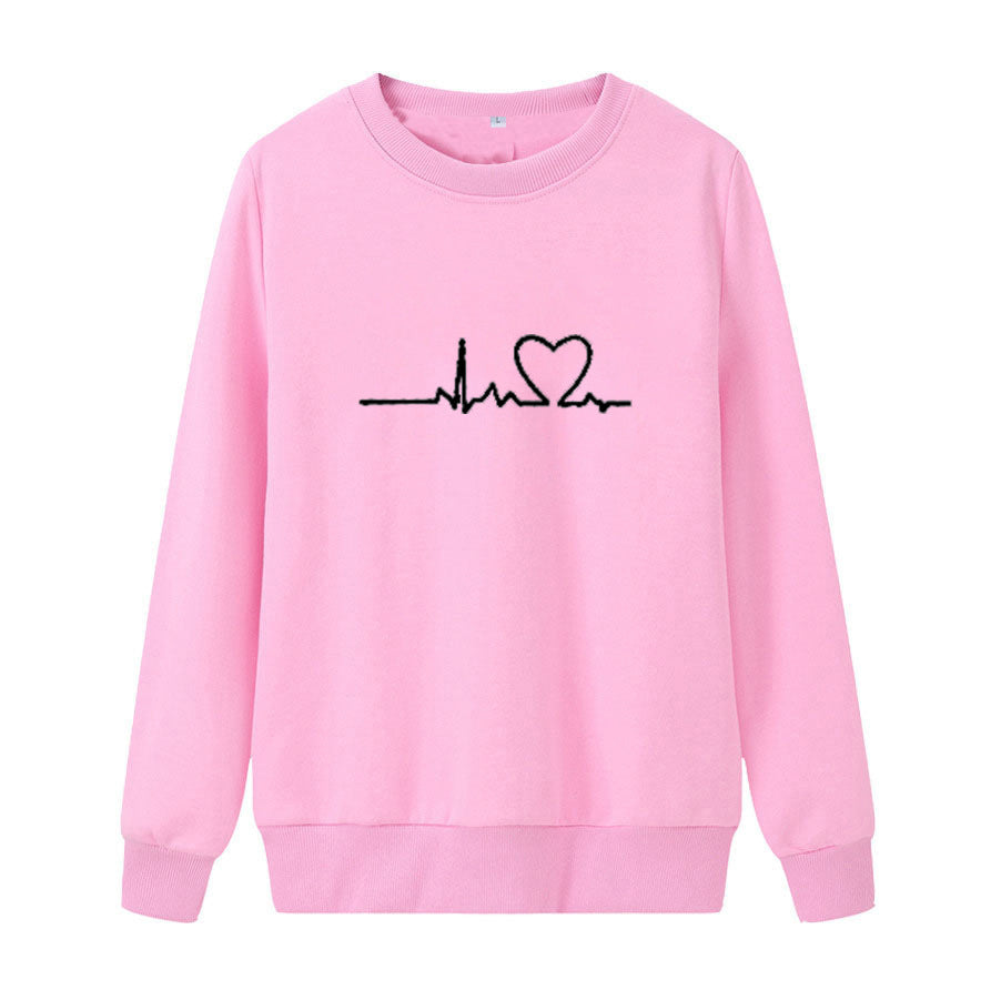 Cross-Border2024New Autumn Winter Round Neck Sweatshirt Casual New Style Couple Large Size Loose High-end Feel Printed Top