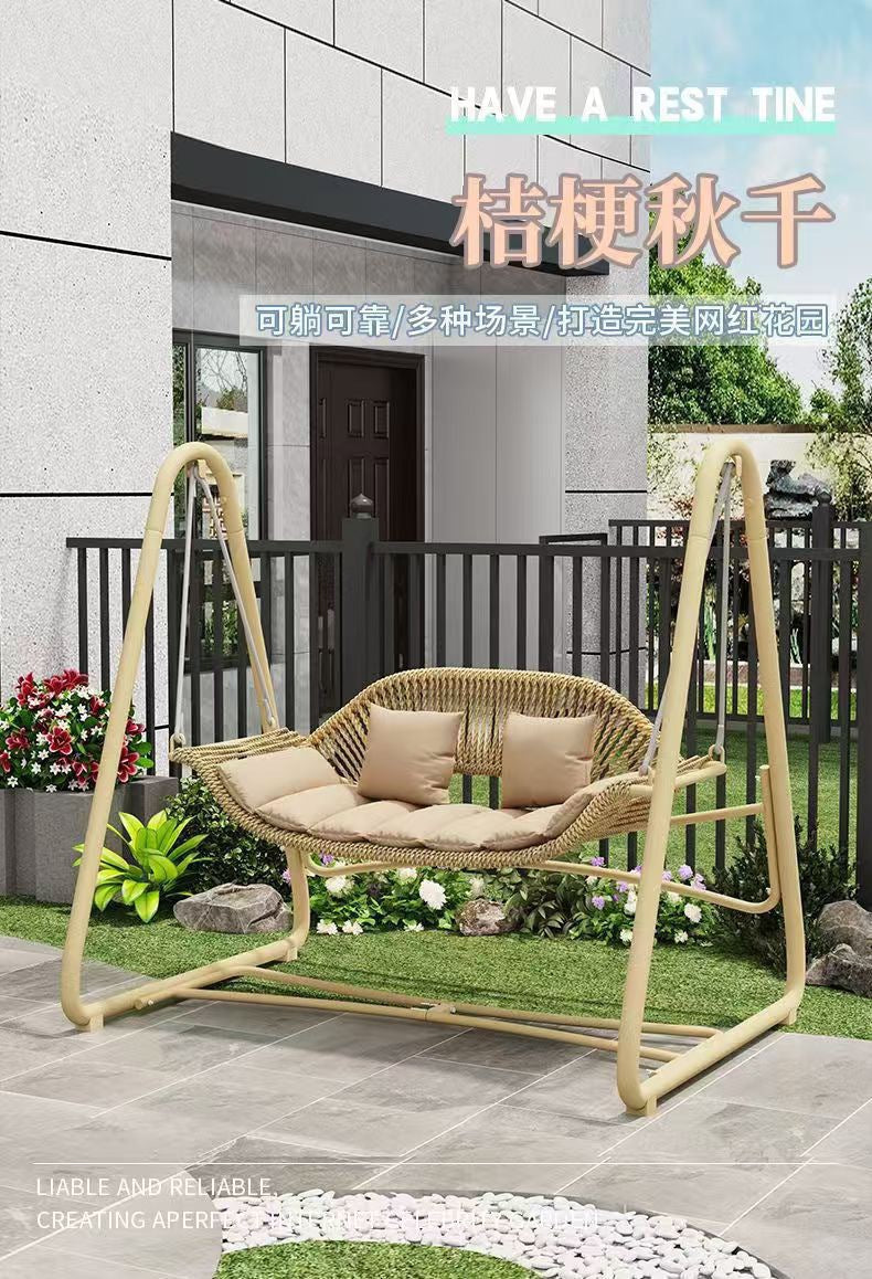 Outdoor Swing Courtyard Cradle Hanging Chair Villa Garden Balcony Terrace Leisure Lazy Internet Celebrity Double Swing Chair