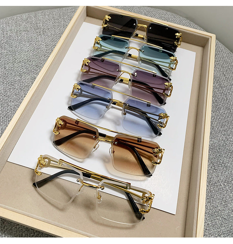 European and American Cross-Border Hot-Selling Double-Beam Edge-Cut Sunglasses for Men Wholesale Trendy Personality Sunglasses for Women sunglasses
