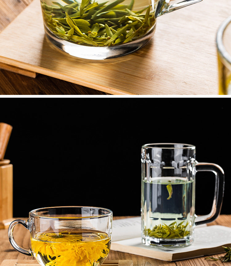 Transparent Glass Cup Heat-Resistant Large Thickened Tea Cup with Handle Beer Cup Without Lid Bar Gift Customizable logo