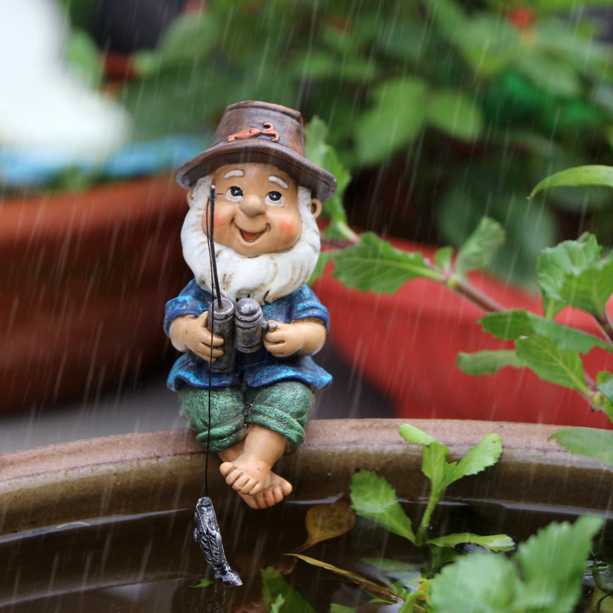 Cross-Border Resin Fishing Dwarf Figurine Garden Rockery Pond Landscape Decoration Accessories Creative Outdoor Courtyard Decor