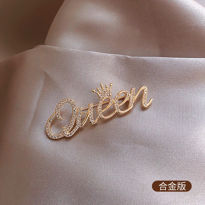Inlaid Diamond Pearl Digital Flower Brooch French Light Luxury Elegant Pin Fashion Niche High-end Suit Accessory for Women