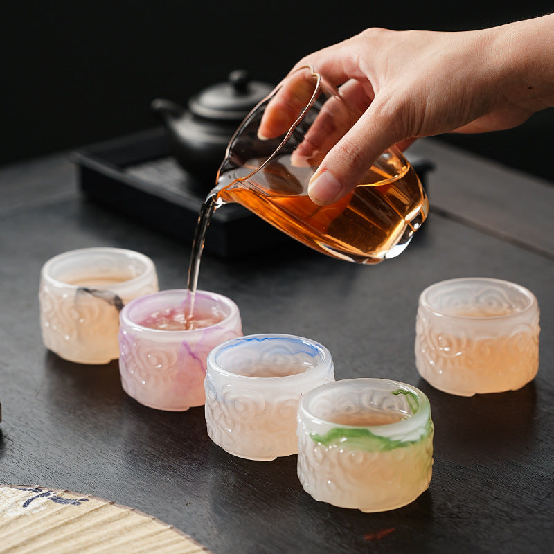 2024New High-End Glazed Cloud Pattern Tea Cup Set Single Master Cup Kung Fu Tea Cup Business Gift for Gifting