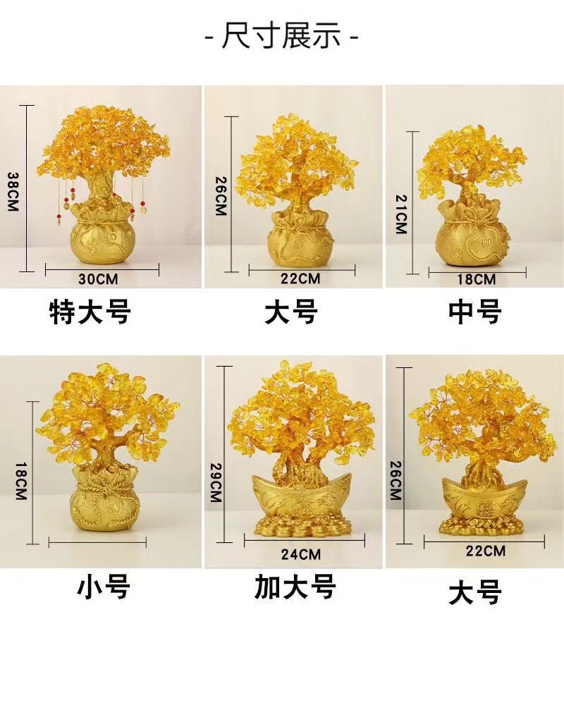 Yellow Crystal Money Tree Fortune Tree Ornament Crystal Ornament Wealth Tree Crystal Tree Home Living Room Opening Gift