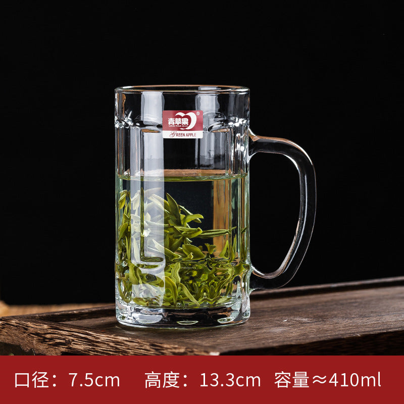 Transparent Glass Cup Heat-Resistant Large Thickened Tea Cup with Handle Beer Cup Without Lid Bar Gift Customizable logo