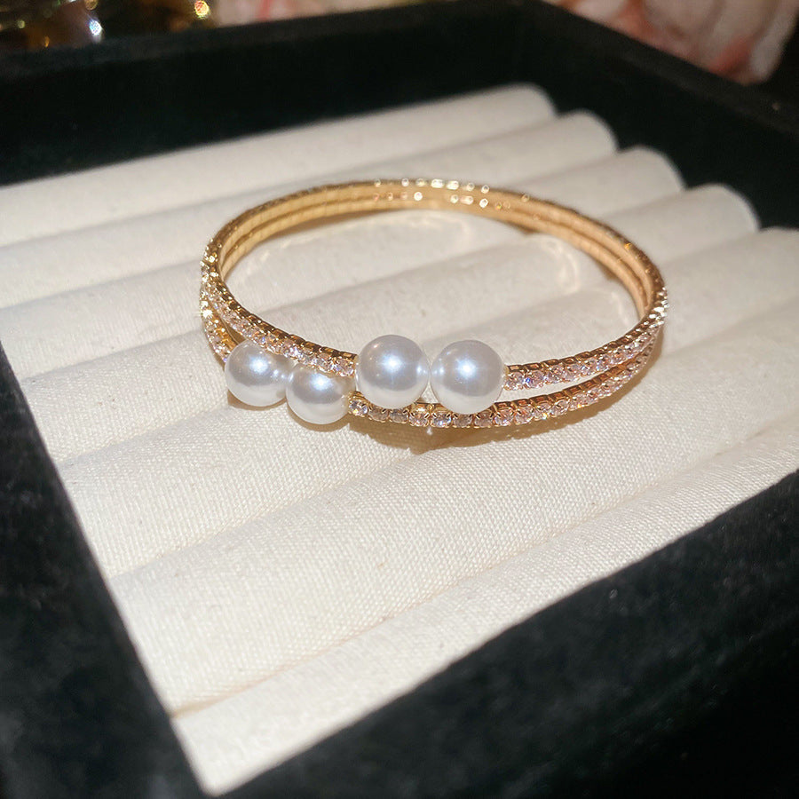 Baroque Pearl Wrap Open Bracelet Fashionable Light Luxury Elegant High-end Bracelet New Style Hand Jewelry Wholesale