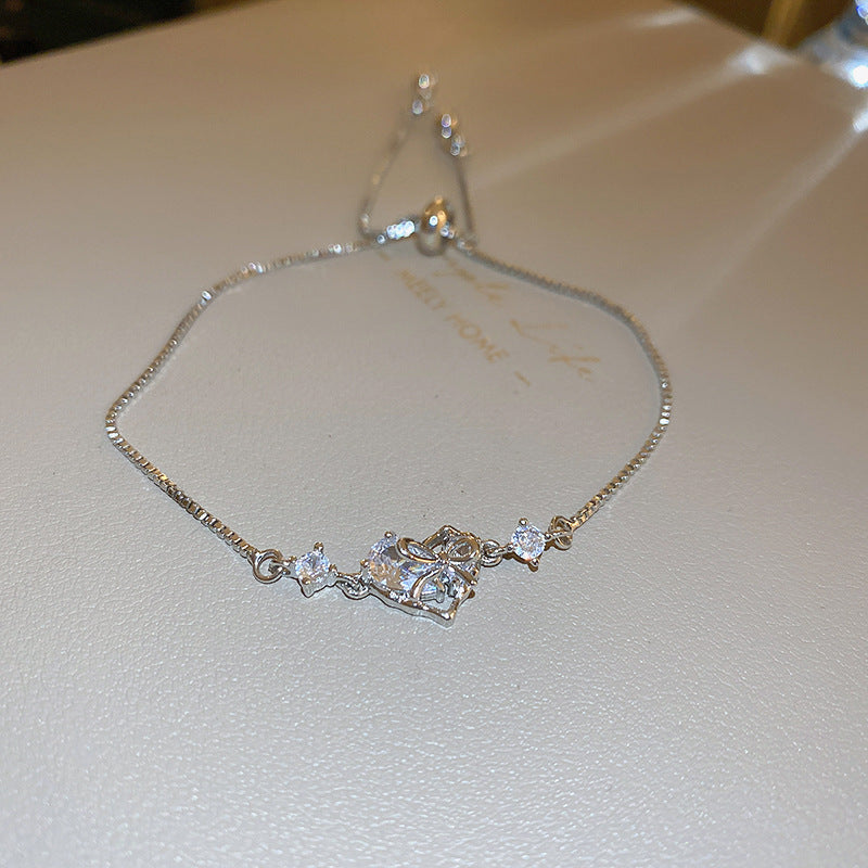 Xiaohongshu Same Style Hot-Selling Zircon Bracelet Light Luxury Niche Exquisite High-End Feel Adjustable Pull Jewelry for Women