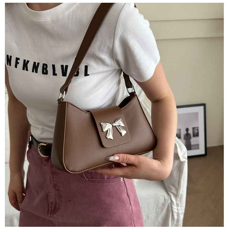 Korean Style Versatile Bag for Women2025Spring New Trendy Fashionable Single Shoulder Bag with Bowknot ins Underarm bag