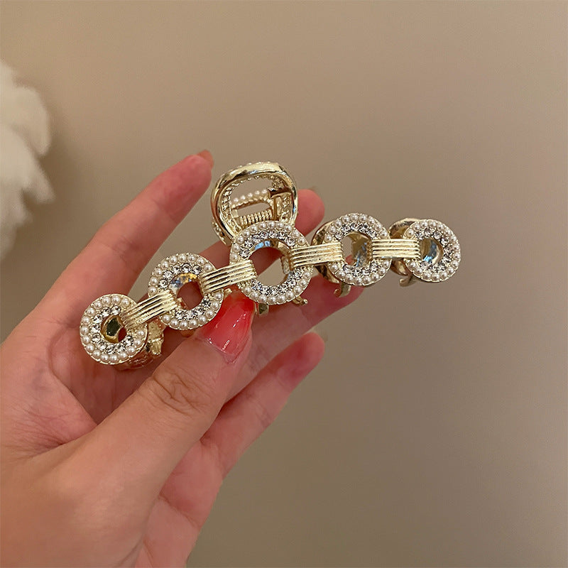 Pearl Large Star Clip Hair Clip Korea ins Fashionable Light Luxury Shark Clip Hair Claw Back of Head Side Hair Accessory for Women