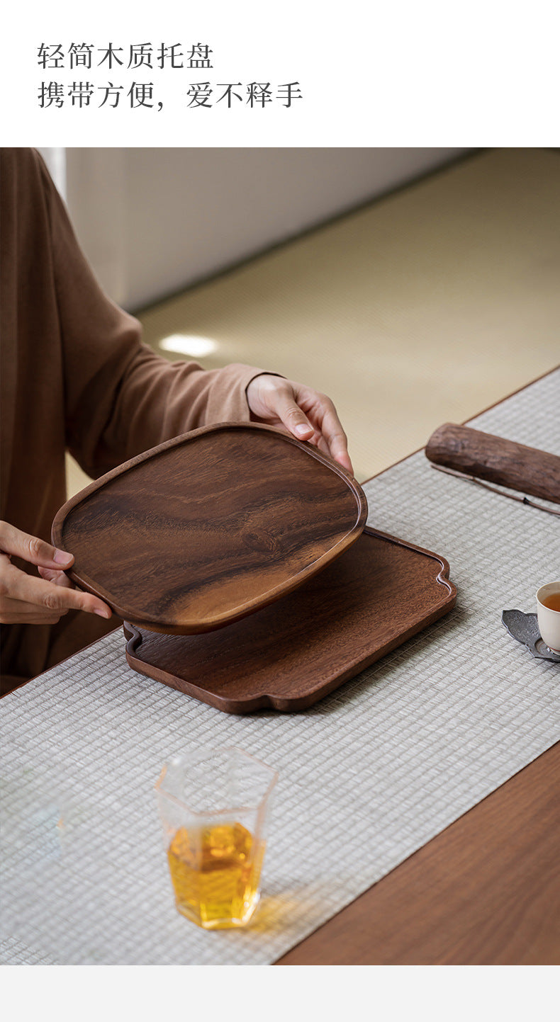 Walnut Tea Tray Minimalist Dry Tea Tray Cup Storage Tray Chinese Style Candy Dessert Fruit Tray Tea Room Tea House Wholesale