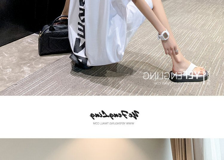 Summer Korea200Jin Fat mm Dress Women's Long Backless Loose Maxi Dress Plus Size Short Sleeve Maternity T T-shirt Skirt