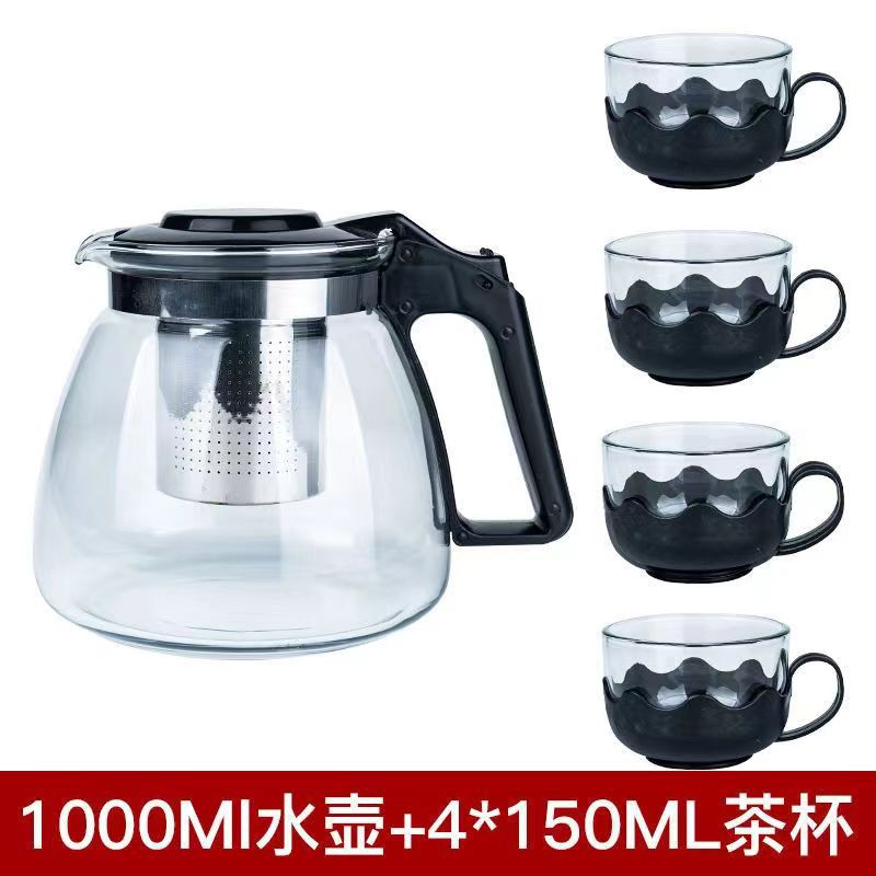Premium New Chinese Style Heat-Resistant Glass Tea Set National Trend One Pot Four Cups Five-Piece Set Tea Brewing Pot Anti-Scald Tea Cup