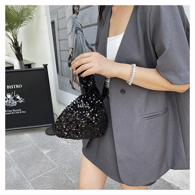 Fashion New Trendy Bag Niche Design Sequin Underarm Bag Trendy Niche Style High-End Single Shoulder Handbag
