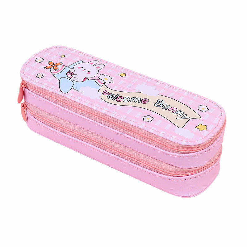 Back-to-School Season Double-Layer Pencil Case Large Capacity Simple Canvas Japanese Style ins Cute pencil case for girls and elementary school students http://detail.1688.com/offer/641079955231.html