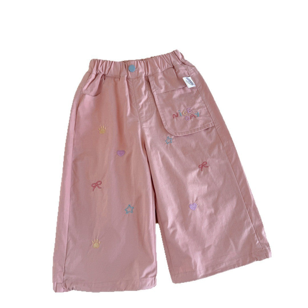 Sweet Little Girl Pants Autumn New Fashionable Children's Casual Pants Outdoor Long Pants Baby Versatile Straight Pants Autumn