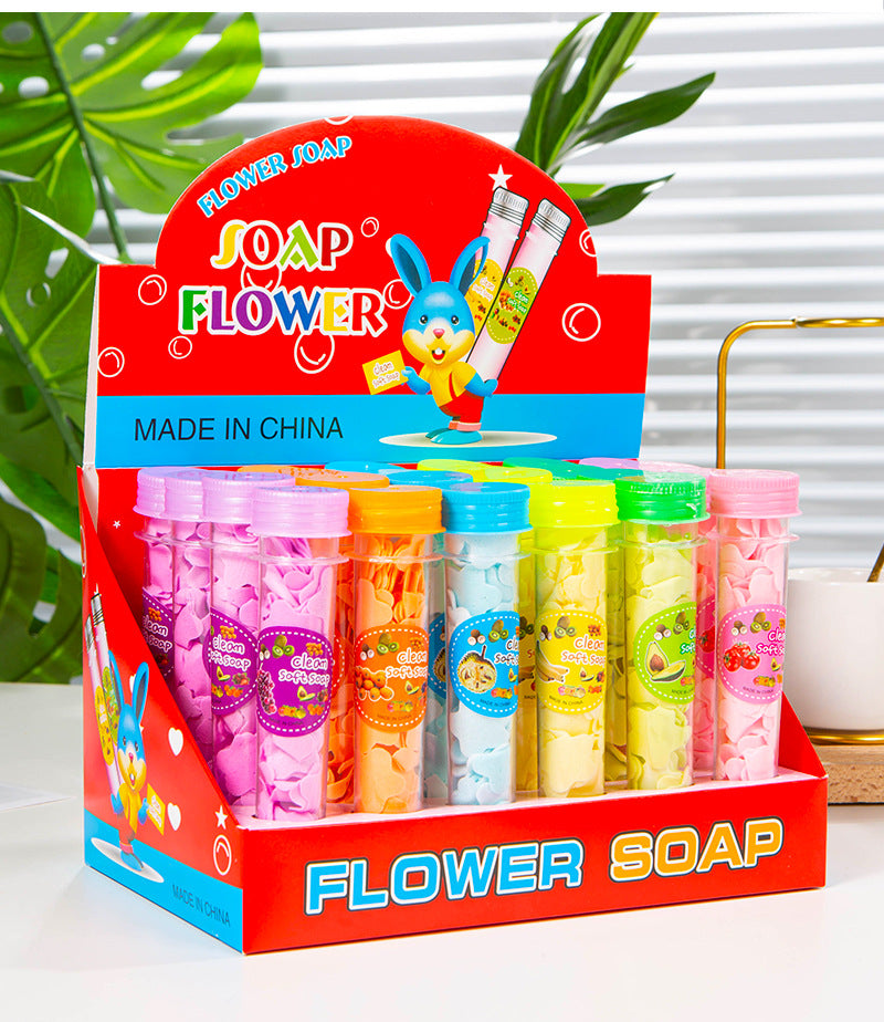 Outdoor Portable Hand Washing Travel Disposable Paper Soap Tablets Test Tube Soap Flower Soap Paper Bottle Flower Shape Soap Tablets