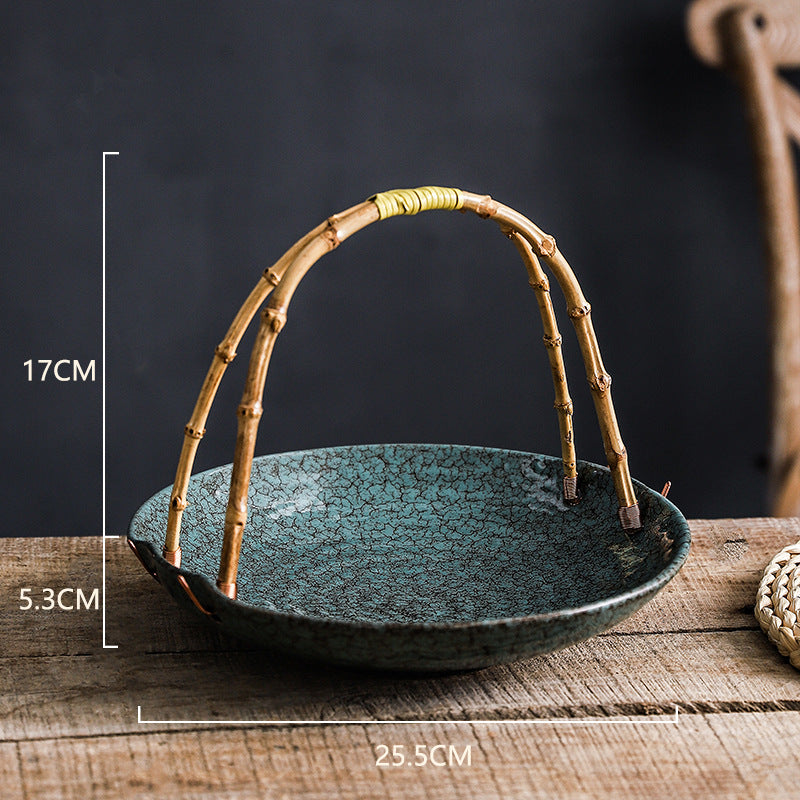 Creative Ceramic Dish Plate Handheld Basket Hotel Specialty Plate Fruit Plate Nut Plate Restaurant Ceramic Plate Display Plate