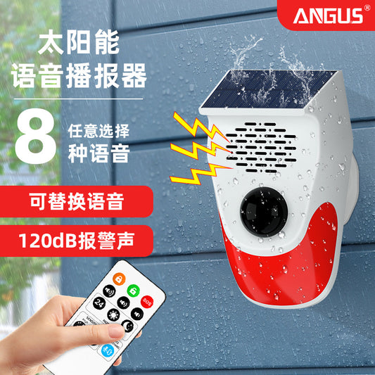 Solar Voice Announcer Truck Blind Spot Alarm Warning Light Forest Fire Prevention Device Wide Angle Detection Remote Control