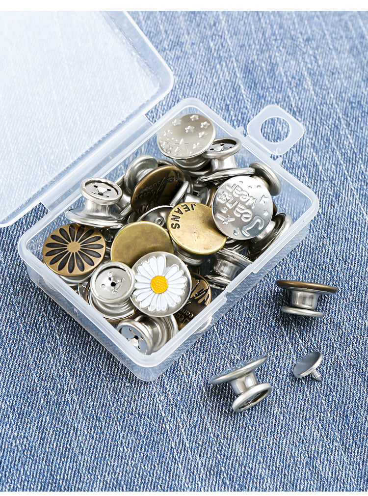Adjustable No-Punch No-Nail Metal Buttons for Women's Jeans, Detachable Waist Adjustment Tool