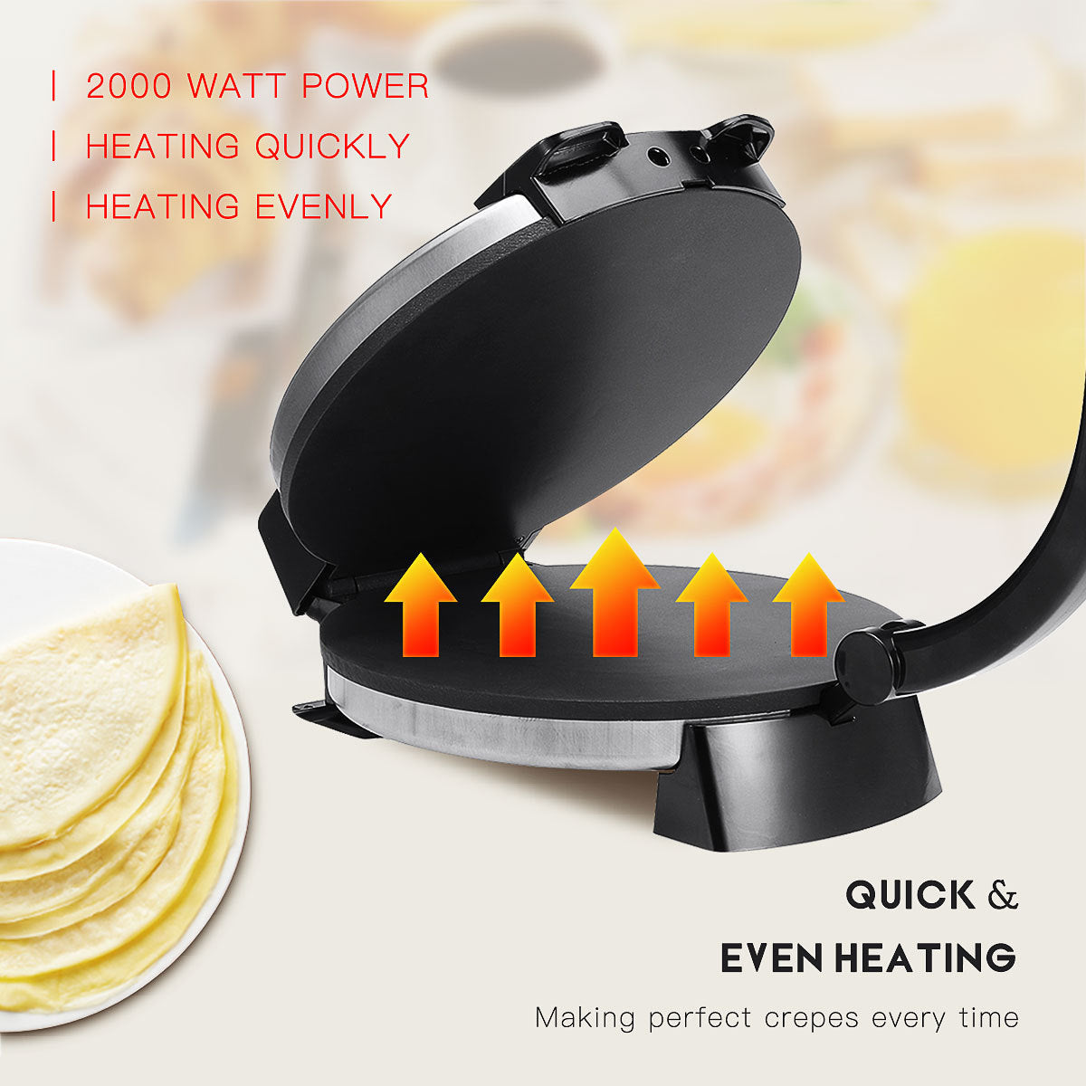 Cross-Border Export US/EU Standard Thin Pancake Maker Large Pancake Maker Spring Roll Maker Household Electric Pancake Stand Spring Roll ROTI MAKER