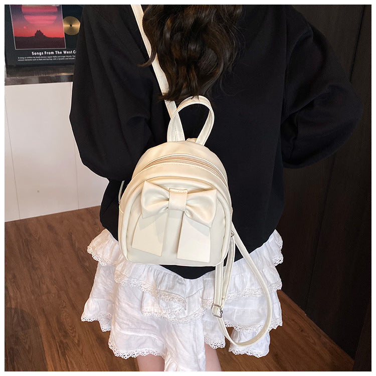 2025Summer New Niche Bow Backpack for Women, Stylish and Simple Handheld, Single Shoulder, Crossbody, and Double Shoulder Backpack