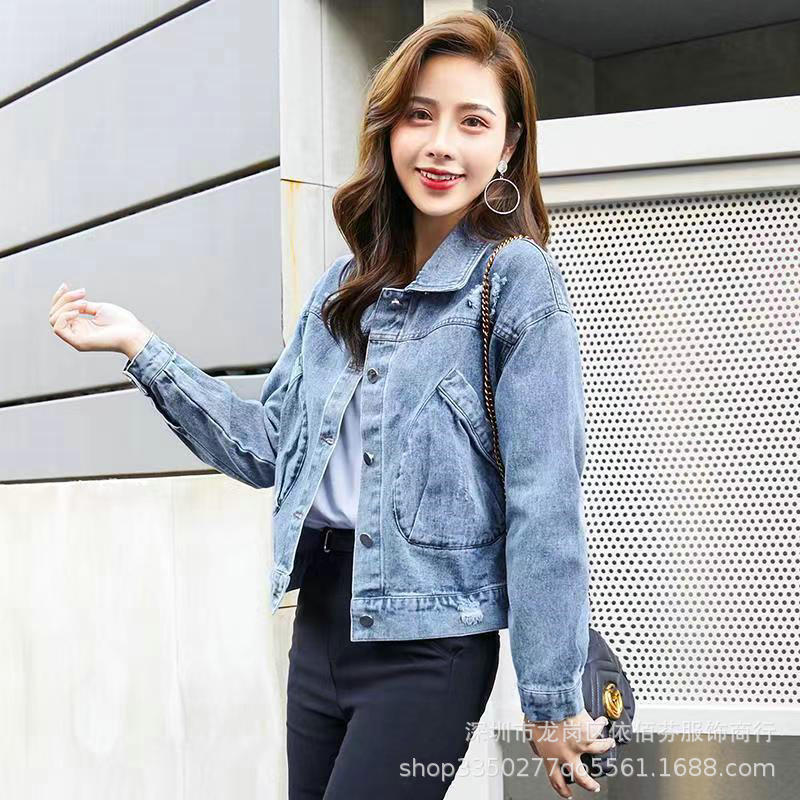 Spring and Autumn Foreign Trade Cross-Border Women's Denim Shirt Trendy Brand Korean Version Street Style Denim Top Women's Export Miscellaneous Denim Jacket
