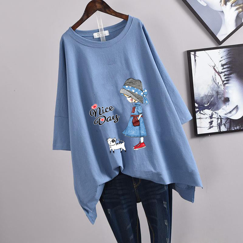200Plus Size Women's Summer Leaf Print Casual Split Mid-Length Short Sleeve Dress T Women's Loose Fit Plus Size Shirt