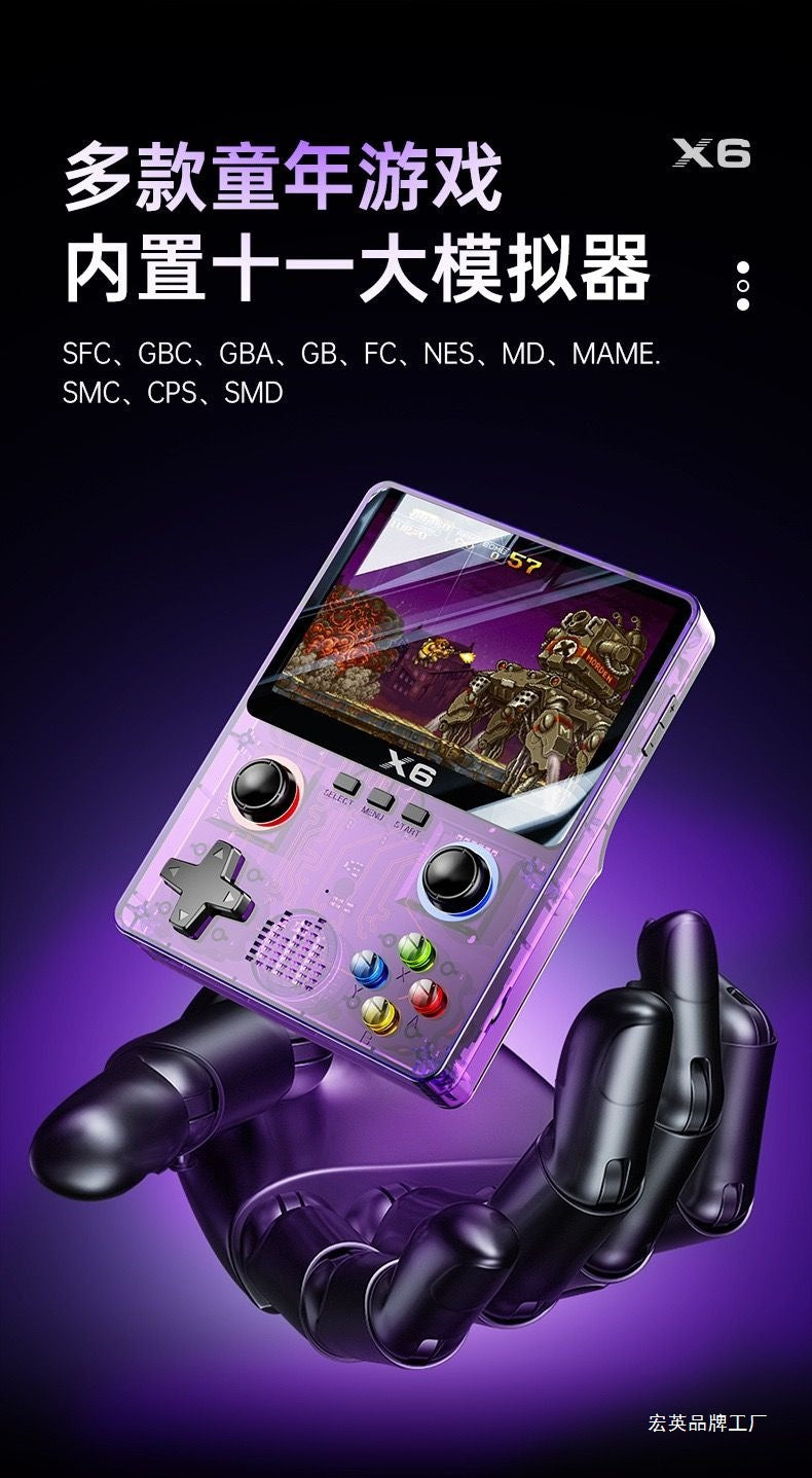 2025New handheld game console cyberpunk style transparent game console GBA Nostalgia SFC Rechargeable Large Screen Handheld Game Console