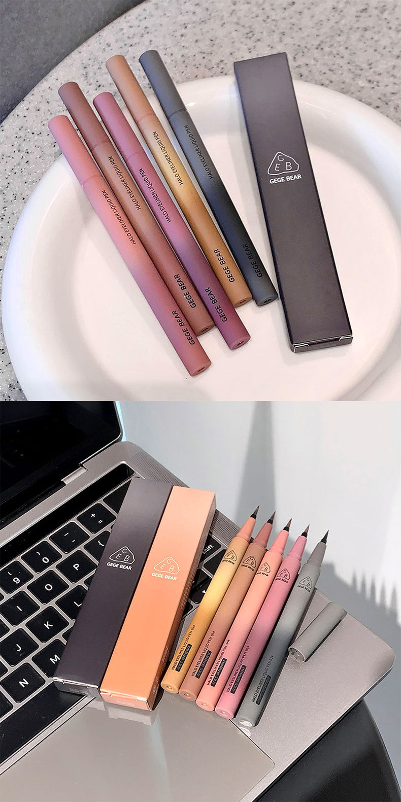 Gege Bear Halo Liquid Eyeliner Pen Colorful Eye Contouring Long-lasting Smooth Ultra-fine Cross-border Makeup