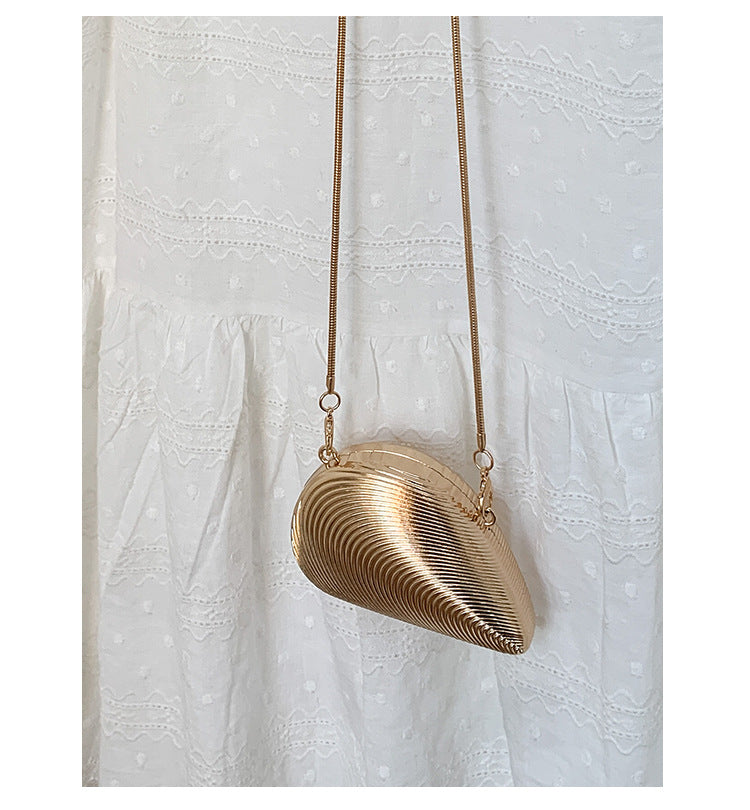 Mini2025Summer New Bag Niche Metal Shell Single Shoulder Chain Crossbody Bag Evening Fashion Small Bag for Women