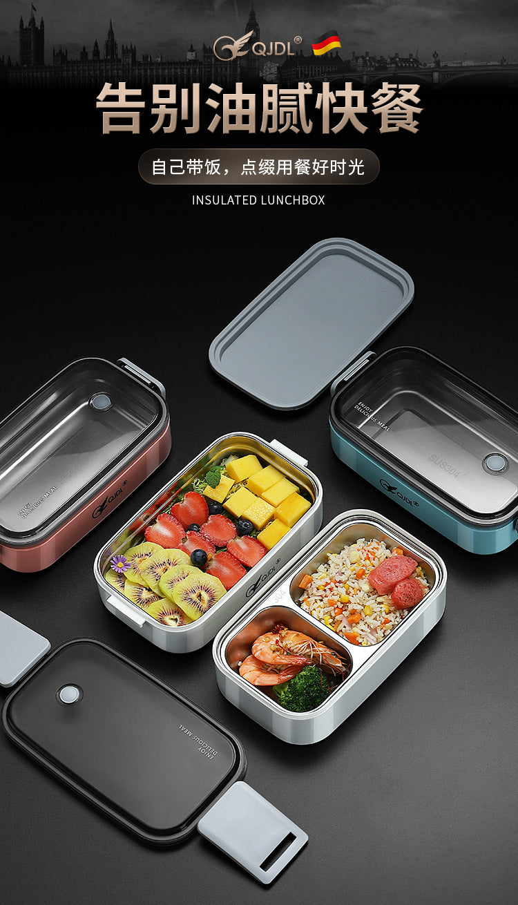 304Stainless Steel Sealed Insulated Lunch Box for Students and Office Workers, Microwave Safe, Double-Layer Lunch Container