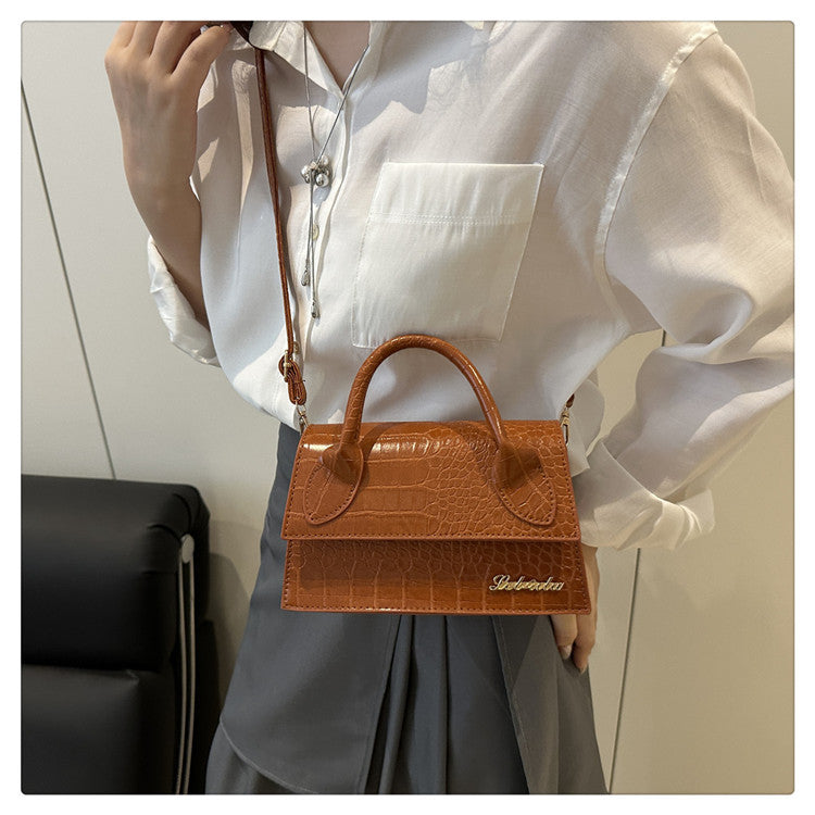 Korean style stone pattern single shoulder bag for women2025New Textured Handheld Small Square Bag Versatile Fashion Simple Crossbody Bag