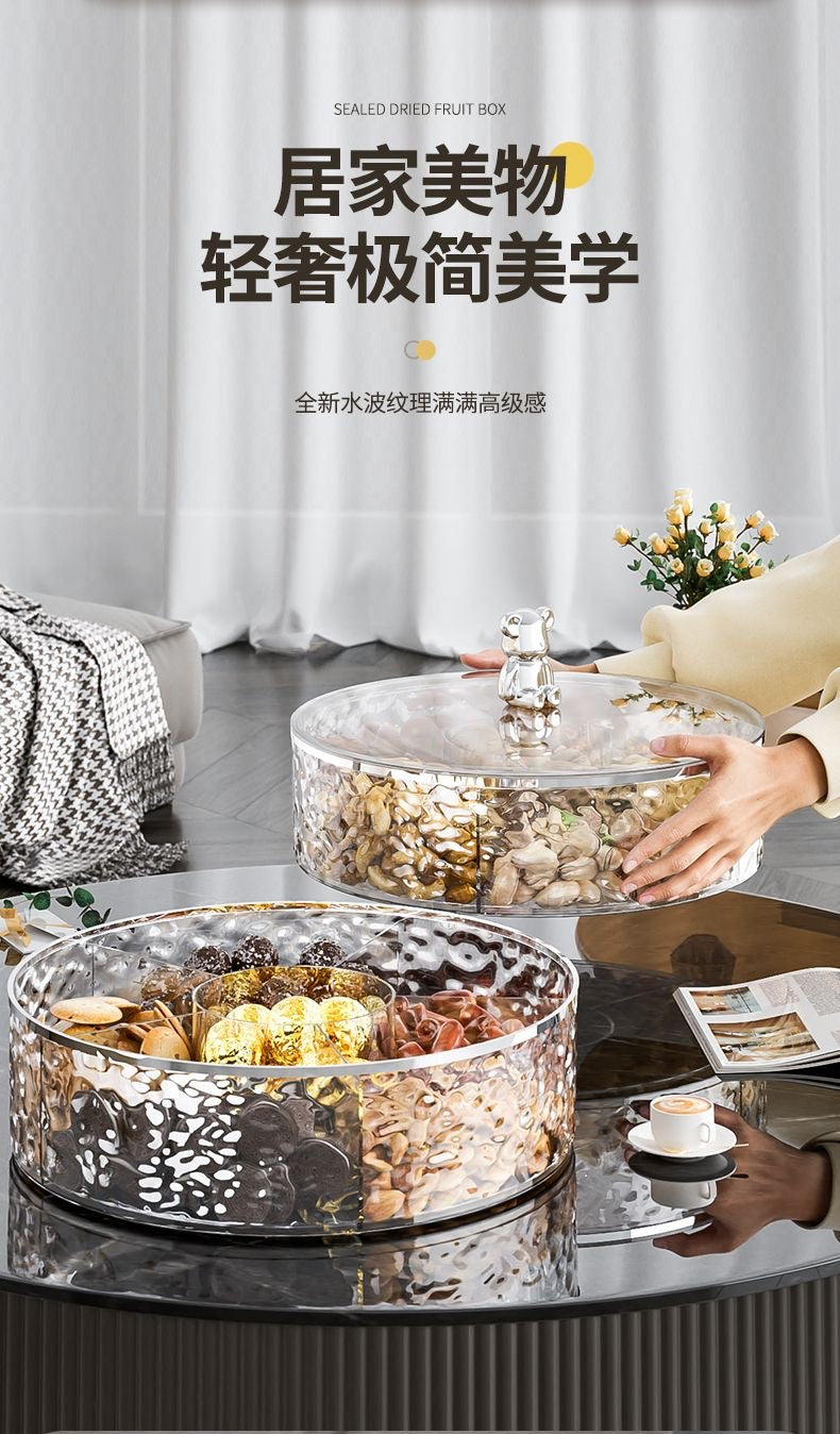 Dried Fruit Plate New Model for Living Room Coffee Table Home Use Light Luxury High-end Exquisite Compartmented Nut Candy Box Snack Display Tray