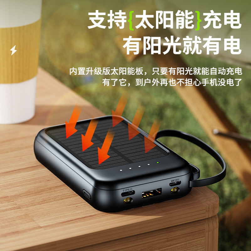 Mini Solar Power Bank20000Ma Comes LED Light Portable Durable Large Capacity Power Bank Wholesale