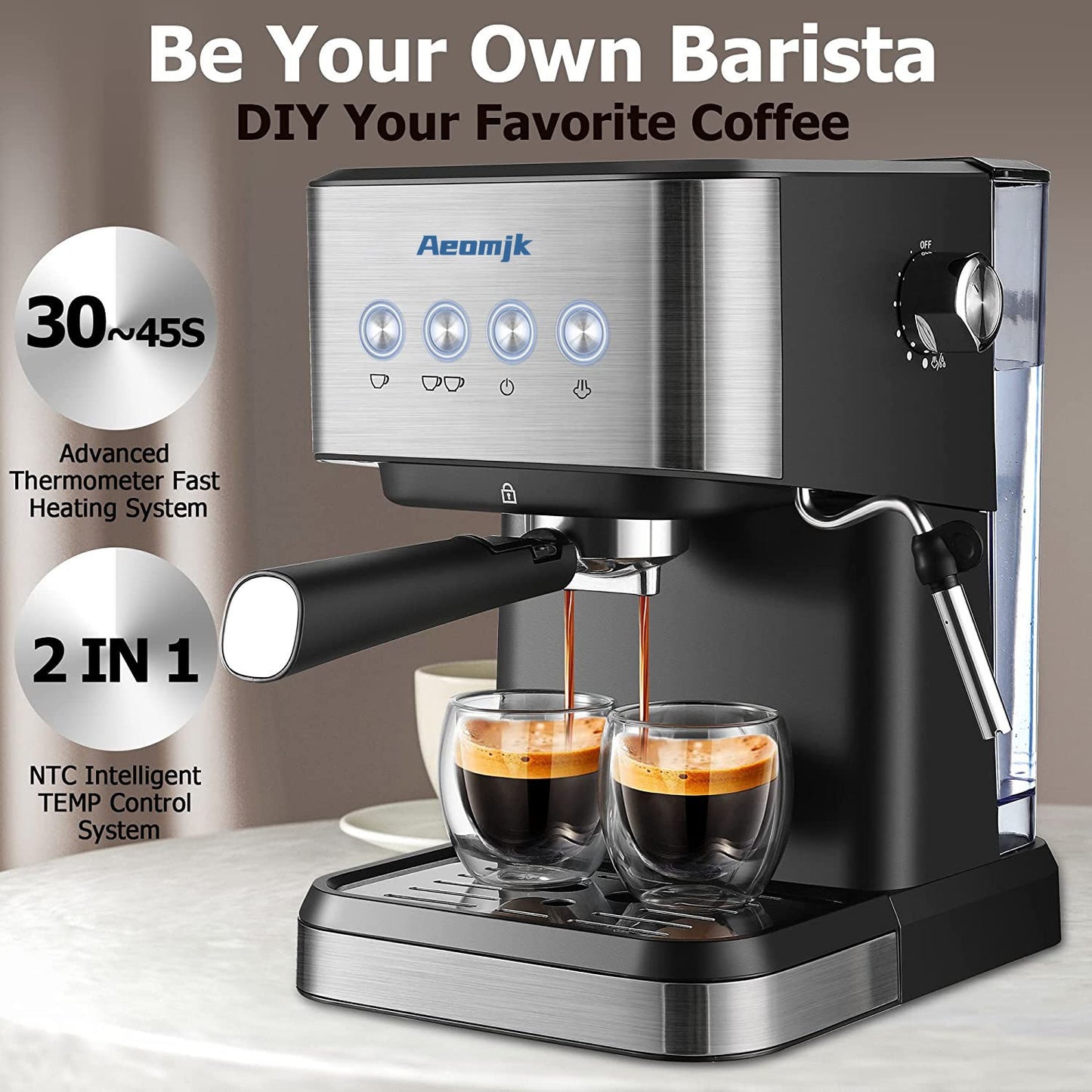 Cross-Border coffee machine Italian Semi-Automatic Coffee Machine Espresso High-Pressure Extraction Milk Frother Coffee Machine