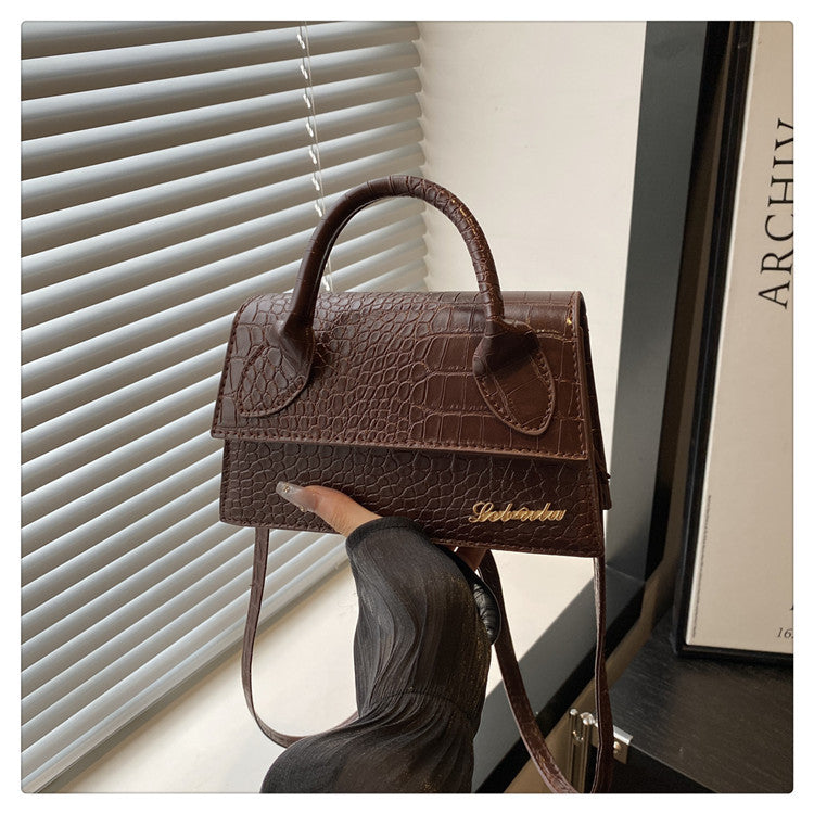 Korean style stone pattern single shoulder bag for women2025New Textured Handheld Small Square Bag Versatile Fashion Simple Crossbody Bag