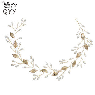 European and American Bride Accessories Wedding Dress Hairband Handmade Pearl Mesh Hair Press Headpiece Exotic Style Accessories Headband