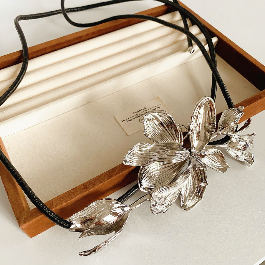 European and American Retro Leather Rope Tulip Flower Waist Chain Cross-Border Exaggerated Fashion Belt Unique Niche Versatile Waist Accessory