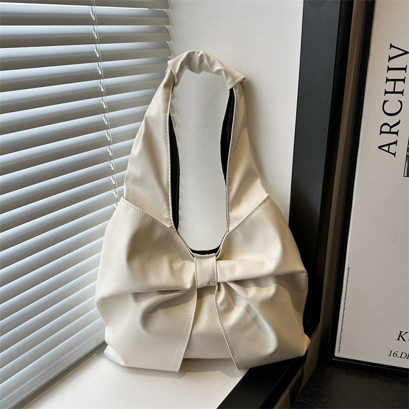 Korean Style Casual Underarm Women's Bag2025New Simple Bowknot Design Tote Bag Simple Handheld Shoulder Bag
