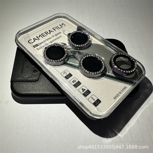 Suitable for Mobile Phone Flash Diamond Film Apple17Promax Diamond-encrusted Eagle Eye Lens Film Camera Rhinestone Metal Protective Ring