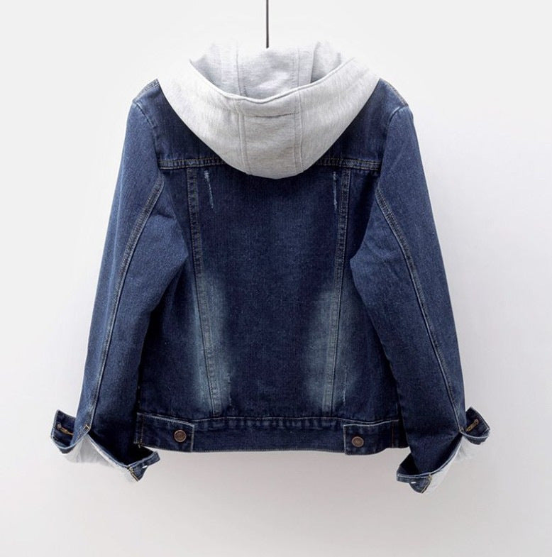 In-stock Short Cotton Jacket2025Winter Fleece-Lined New Cotton Jacket Loose Korean Style Denim Fur Collar Thickened Coat for Women