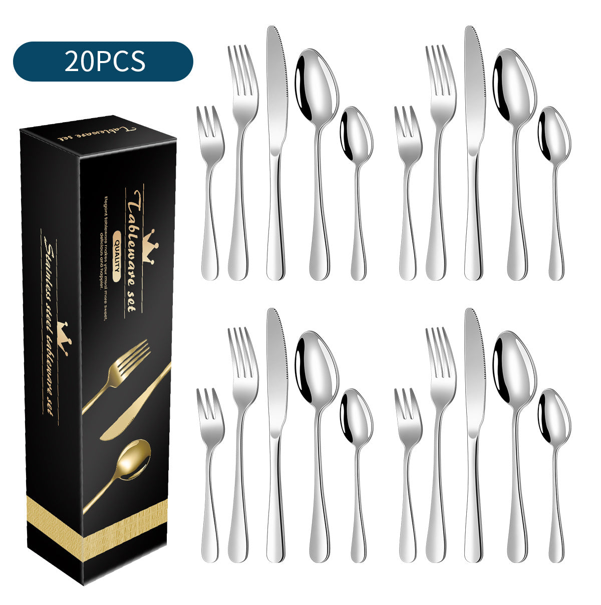 Spoon Wholesale Amazon Stainless Steel Cutlery Set20/30Set  Hotel and Home Use1010Cutlery Set