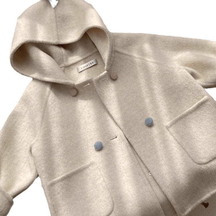 Girls' Wool Coat with Fleece Lining and Thickened2024Autumn and Winter New Cute Baby Girl Stylish Korean Children's Clothing Wool Coat