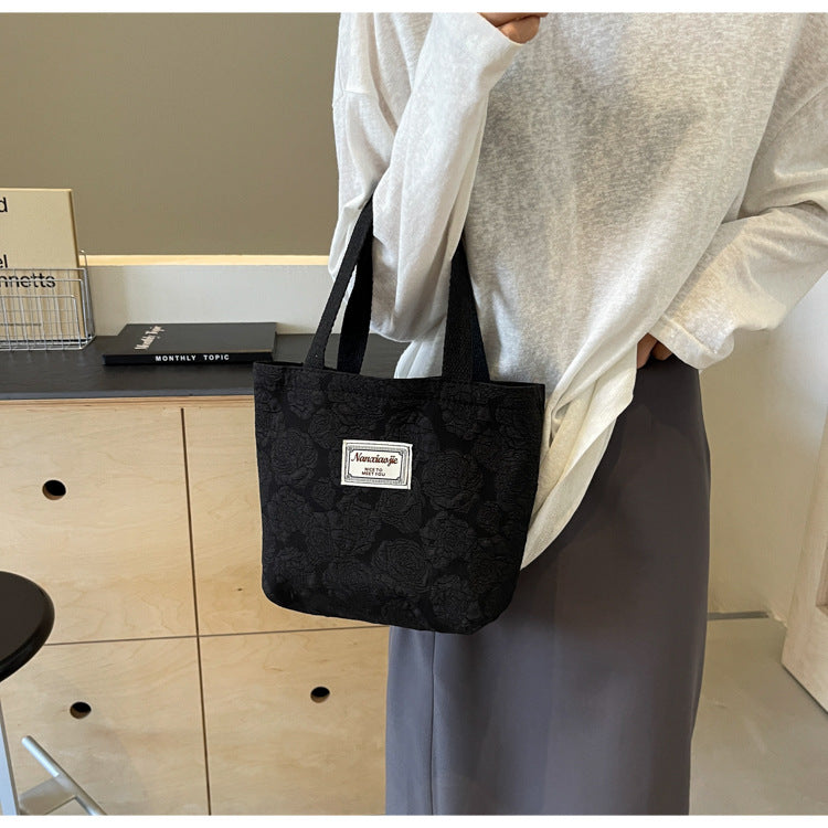 South Korea ins Unique Canvas Bag2024New Fashion Commuting Tote Bag Female College Student Class Shoulder Bag
