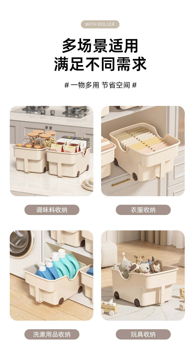 25New Year Storage Box PP Kitchen Cabinet with Handle and Wheels, Toy Spice Cabinet, Storage Box