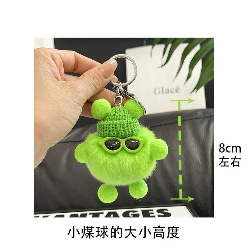 Rex Rabbit Fur Small Coal Ball Keychain Small Pendant Big Eyed Cartoon Plush Backpack Pendant High-end Small Gift http://detail.1688.com/offer/969101839202.html