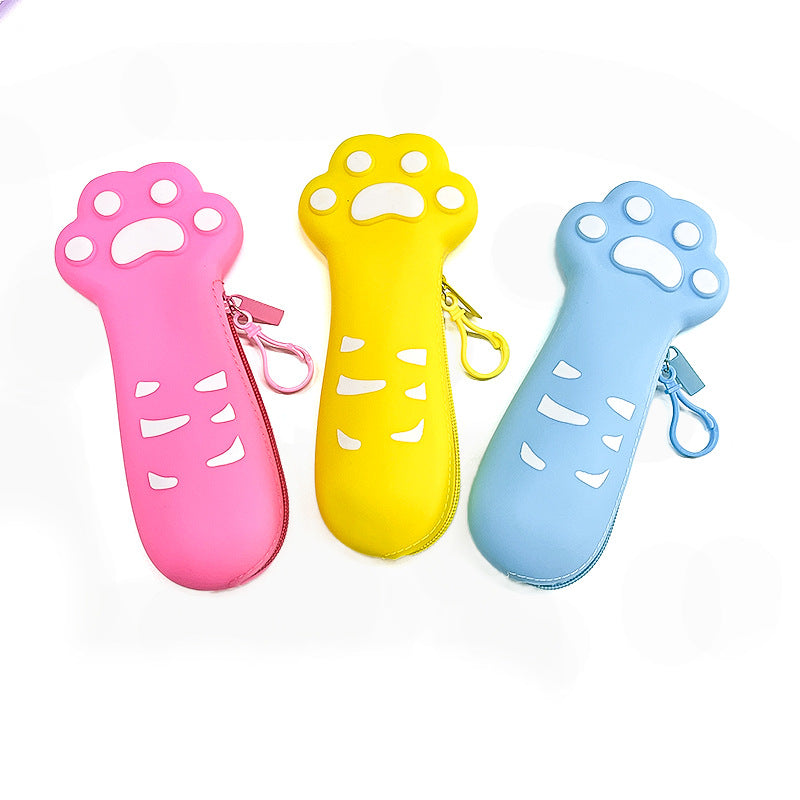 Leden Silicone Cat Paw Pencil Case Study Supplies Pencil Box Good Stationery Box Elementary School Student Stationery Bag Creative Stationery http://detail.1688.com/offer/857407678709.html
