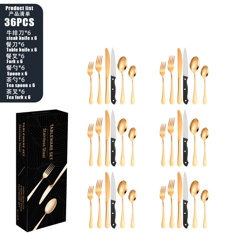 Tableware set Stainless Steel Tableware Set8Set of Cutlery, Fork, and Spoon for One Person48Set of Steak Knives in Color Box