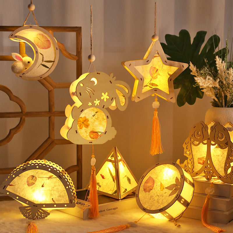 Mid-Autumn Festival Lantern Handheld Lantern for Children diy Handmade Material Kit Rabbit2025New Parent-Child Handmade Handbag